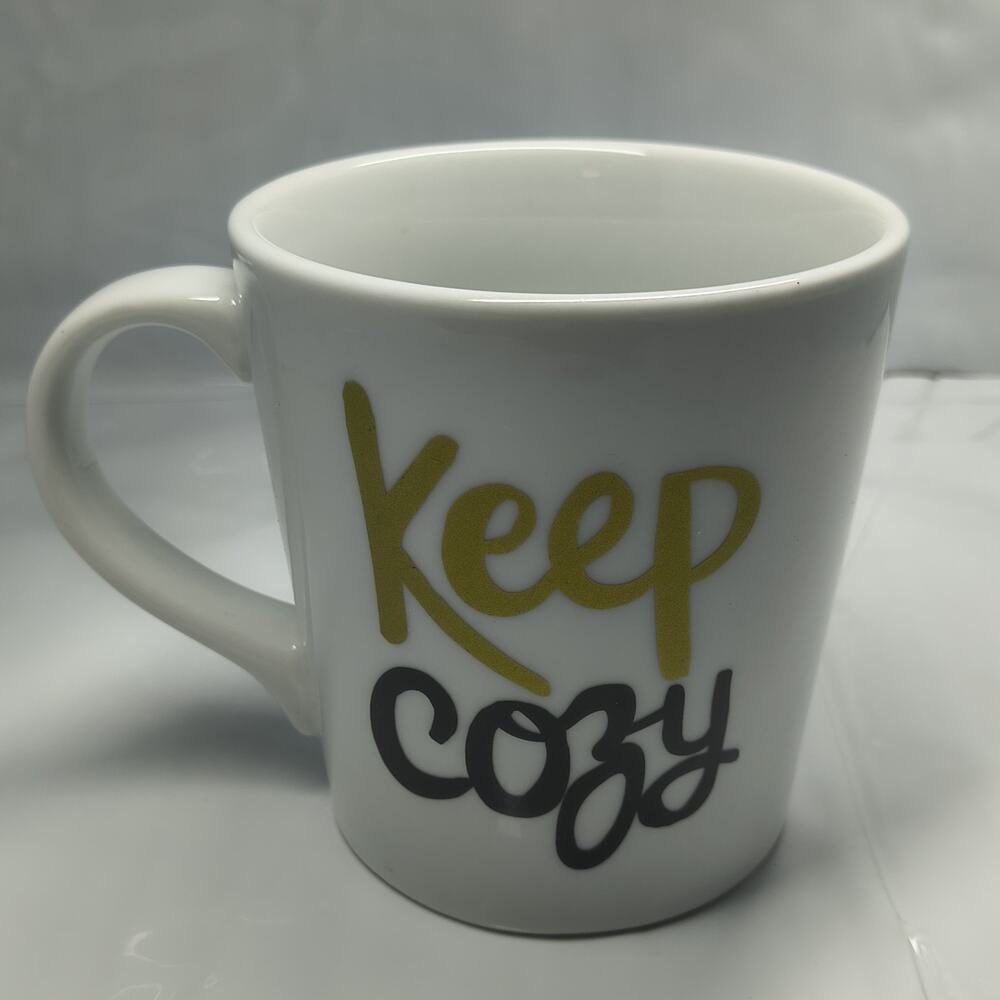 Maud Borup White & Gold "KEEP COZY" Ceramic Mug Limited Edition